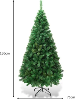 COSTWAY 150cm Künstlicher Weihnachtsbaum, Tannenbaum Mit Metallständer, Christbaum PVC Nadeln, Kunstbaum Weihnachten Ideal Für Zuhause, Büro, Geschäfte Und Hotels, Grün -Künstliche Weihnachtsbäume das Geschäft c5518e89e49f92f77f99eeeb4445c4f9