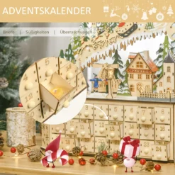 HOMCOM Adventskalender Zum Befüllen 24 Schubladen Fächer Weihnachtskalender Mit LED-Lichtern Adventskalenderbox Weihnachtsdekoration DIY MDF-Platte Naturholz 45 X 13 X 43 Cm -Künstliche Weihnachtsbäume das Geschäft c6ed8296c7565cb9b709081584433ef4