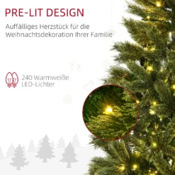 HOMCOM 180 Cm Weihnachtsbaum Mit Standfuß Künstlich Naturgetreu Tannenbaum Mit 586 Astspitzen 240 LED-Leuchten Weiß Lichtfarbe Für Weihnachtsfest PVC Eisen Grün -Künstliche Weihnachtsbäume das Geschäft ce21ba933ccc2b1d7be905e1dcecbd0f