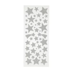 Creativ Company 110 Glitzer Sticker Sterne SILBER - Blatt 10 X 24 Cm - Deko Aufkleber Adventskalender DIY Weihnachten Geschenkaufkleber