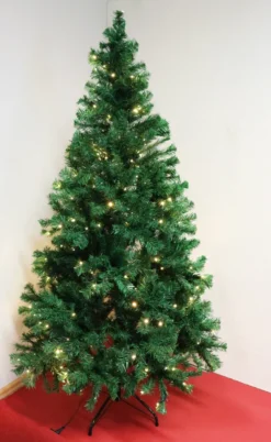 HABAU Künstlicher Weihnachtsbaum, Beleuchtet Mit Lichterkette Und Metallständer, 180 Cm