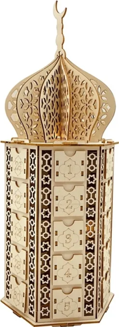 Ramadan Kalender 2023 Für Kinder, DIY Holz Ramadan Mubarak Adventskalender Mit Schubladen, Mond Sterne Lichter Kalender, Tischdekoration, Muslimische Islamische Dekoration, Partyzubehör -Künstliche Weihnachtsbäume das Geschäft d419947784c9583f60dc36af8b8a8acf 1