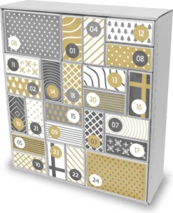 Itenga SET Adventskalender Zum Füllen Quader Mix (weiß) + Sticker Z57