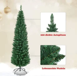 COSTWAY 150cm Bleistift Weihnachtsbaum, Künstlicher Tannenbaum Mit Metallständer, Christbaum PVC Nadeln, Kunstbaum Weihnachten Ideal Für Zuhause, Büro, Geschäfte Und Hotels, Grün -Künstliche Weihnachtsbäume das Geschäft db0d118b63fc02e9e9bf4b72308ee8ee