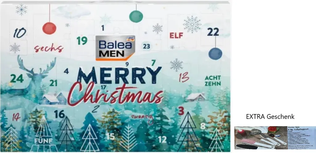 Balea Men - Man - Adventskalender 2022 - Advent Calendar - Herren, Männer Mit 24 Beauty Und Pflegeprodukten Für Ihn + EXTRA Geschenk - 6-tlg. Fusspflegeset Für Seidenweiche, Gepflegte Füße 1 Balea Men - Man - Adventskalender 2022 - Advent Calendar - Herren, Männer Mit 24 Beauty Und Pflegeprodukten Für Ihn + EXTRA Geschenk - 6-tlg. Fusspflegeset Für Seidenweiche, Gepflegte Füße