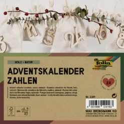 Folia Adventskalender-Holzzahlen Natur 24 Zahlen Aus Holz