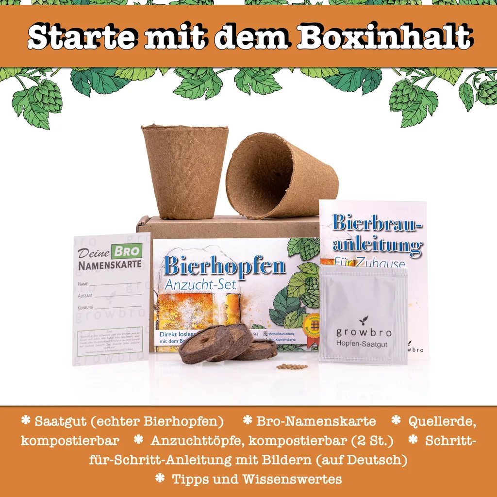 Growbro Hopfen Anzuchtset | Der Weg Zu DEINEM EIGENEN BIER | Das Geschenk Für Männer, Freunde & Papa 2 Growbro Hopfen Anzuchtset | Der Weg Zu DEINEM EIGENEN BIER | Das Geschenk Für Männer, Freunde & Papa – Bild 2