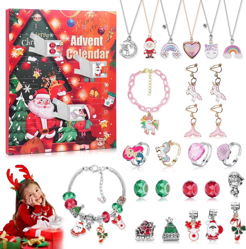 Schmuck Adventskalender 2022 Kinder, Einhorn Weihnachtskalender Kit, 24 Tage Mit Halskette Ringe Ohrringe Armband DIY Countdown Kalender Überraschungen Weihnachten Geschenk Für Mädchen Ab 5 Jahre 1 Schmuck Adventskalender 2022 Kinder, Einhorn Weihnachtskalender Kit, 24 Tage Mit Halskette Ringe Ohrringe Armband DIY Countdown Kalender Überraschungen Weihnachten Geschenk Für Mädchen Ab 5 Jahre
