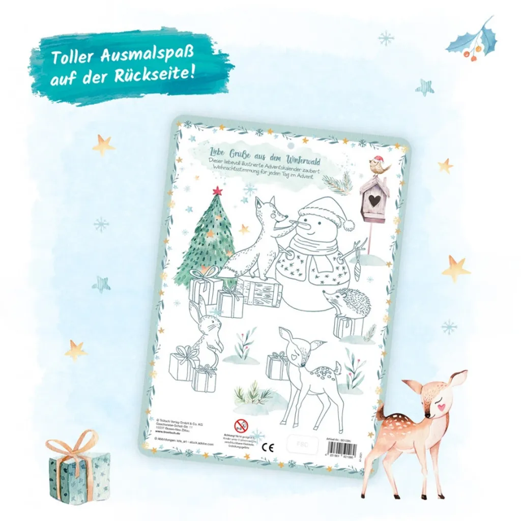 Adventskalender Winterwald Für Kinder Mit Extra Ausmalbild Gr. A4 7 Adventskalender Winterwald Für Kinder Mit Extra Ausmalbild Gr. A4 – Bild 7
