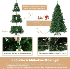 COSTWAY 180cm Künstlicher Weihnachtsbaum, Beleuchteter Tannenbaum Mit Farbigen LEDs & Metallständer, Klappbarer Kunstbaum Beleuchtung, Christbaum Für Weihnachten Büro Zuhause, PVC, Grün -Künstliche Weihnachtsbäume das Geschäft dfc7291d93d667b4261c50e8df90f383