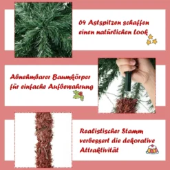 COSTWAY 180 Cm Künstliche Palme Beleuchtet, Kunstbaum Mit 210 Vierfarbigen LED-Leuchten, Weihnachtspalme Mit 64 PVC-Spitzen & Metallständer, Lichterbaum Für Weihnachten Karneval, Zuhause Und Büro -Künstliche Weihnachtsbäume das Geschäft e2f46bb3a7a7bb9c6bcb412e44722126