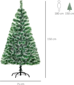 HOMCOM Künstlicher Weihnachtsbaum 1,5 M Christbaum Tannenbaum 416 Äste Metallfuß PET Grün -Künstliche Weihnachtsbäume das Geschäft eb1ade2b65c4ee6f7744129484d75ef5