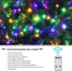 COSTWAY 180cm LED Künstlicher Weihnachtsbaum Mit 9 Lichtmodi Und 5 Farbwechsel, Christbaum 845 Spitzen PVC Nadeln, Tannenbaum Mit Metallständer, Kunstbaum Weihnachten Klappsystem, Grün -Künstliche Weihnachtsbäume das Geschäft ede2b112f1fbc2aad6f850f382b5aa92