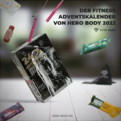 Fitness Adventskalender HERO BODY Proteinreiche Snacks, Fitness Tools, 24x Video Workouts -Künstliche Weihnachtsbäume das Geschäft ef2b69c7e26615f027234821d2757542