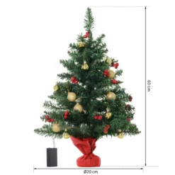 HOMCOM Weihnachtsbaum Christbaum Mit Stechpalmenbeeren, Kugeln Und LED-Lichtern Grün PVC ∅20 X 60 Cm -Künstliche Weihnachtsbäume das Geschäft f126973581155d7360af35dcd8345249
