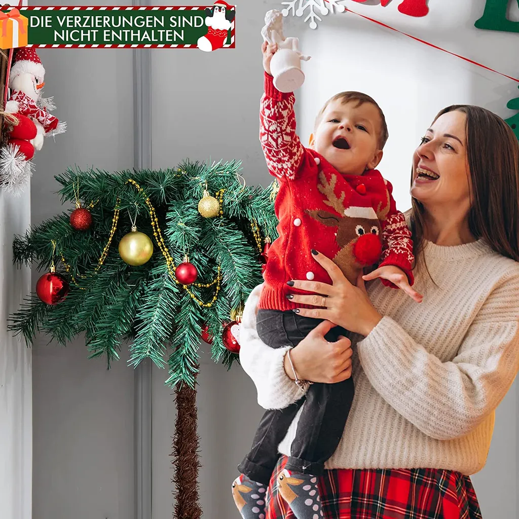 COSTWAY 150 Cm Künstliche Palme Beleuchtet, Kunstbaum Mit 150 LED-Lichtern In Warmweiß, LED Baum Mit 63 Spitzen & Metallständer, Lichterbaum Für Weihnachten & Terrasse, Innen- Und Außendekoration 5 COSTWAY 150 Cm Künstliche Palme Beleuchtet, Kunstbaum Mit 150 LED-Lichtern In Warmweiß, LED Baum Mit 63 Spitzen & Metallständer, Lichterbaum Für Weihnachten & Terrasse, Innen- Und Außendekoration – Bild 5