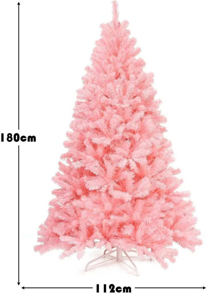 COSTWAY 180cm Künstlicher Weihnachtsbaum Rosa, Tannenbaum Mit Metallständer, Christbaum 1036 Spitzen PVC Spitzen, Kunstbaum Weihnachten Klappsystem Ideal Für Zuhause, Büro, Geschäfte Und Hotels 5 COSTWAY 180cm Künstlicher Weihnachtsbaum Rosa, Tannenbaum Mit Metallständer, Christbaum 1036 Spitzen PVC Spitzen, Kunstbaum Weihnachten Klappsystem Ideal Für Zuhause, Büro, Geschäfte Und Hotels – Bild 5