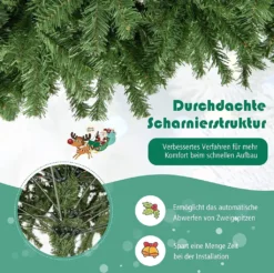 COSTWAY 225cm Künstlicher Weihnachtsbaum, Tannenbaum Mit Klappsystem, Christbaum 1346 Spitzen PVC Nadeln, Kunstbaum Weihnachten Metallständer, Grün -Künstliche Weihnachtsbäume das Geschäft f40f2126d0c94d970192caf14be3d923
