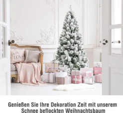COSTWAY 180cm Verschneiter Weihnachtsbaum Schmal, Künstlicher Tannenbaum Kunstbaum Mit Schneefall, 570 Zweigen & Klappbarem Metallständer Christbaum Für Weihnachten Deko -Künstliche Weihnachtsbäume das Geschäft f4505572b61c966a7cfbd01f763b5054