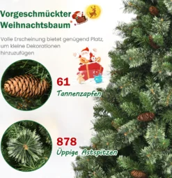 COSTWAY 180cm Weihnachtsbaum Künstlich, Christbaum Mit Metallständer & 61 Tannenzapfen & 878 Spitzen, Tannenbaum Schnellaufbau Klappsystem, Für Zuhause, Büro & Außenbereich, PVC, Grün 8 COSTWAY 180cm Weihnachtsbaum Künstlich, Christbaum Mit Metallständer & 61 Tannenzapfen & 878 Spitzen, Tannenbaum Schnellaufbau Klappsystem, Für Zuhause, Büro & Außenbereich, PVC, Grün -Künstliche Weihnachtsbäume das Geschäft f4a4203b57037e0d547b432edece47f0