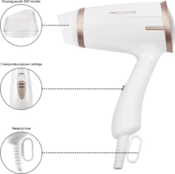 ProfiCare PC-HT 3009 Kompakter Haartrockner, Platzsparende Aufbewahrung Durch Klappgriff, 2 Temperatur-/Leistungsstufen, Weiß-bronze -Künstliche Weihnachtsbäume das Geschäft f589ba4824888bbfc76048c52568838d
