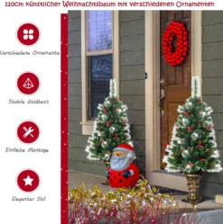 COSTWAY 120cm Künstlicher Weihnachtsbaum Im Topf, Schneebedeckter Tannenbaum Mit Kiefernzapfen & Roten Beeren, Christbaum 193 Spitzen PVC Nadeln, Kunstbaum Weihnachten Für Eingangsbereich, Grün -Künstliche Weihnachtsbäume das Geschäft f713aa9bc8a0536bde4c3d1262ad66d1