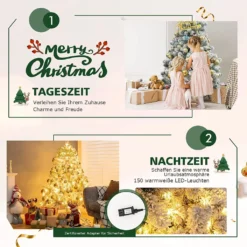 COSTWAY 135 Cm Schneebeflockter Weihnachtsbaum, Künstlicher Tannenbaum Mit 295 Spitzen Und 150 Warmweißen LED-Leuchten, Christbaum Mit Metallständer, Weiß -Künstliche Weihnachtsbäume das Geschäft faf687d40c1752e57a8795653e7eb49a
