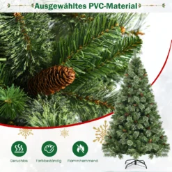 COSTWAY 180cm Weihnachtsbaum Künstlich, Christbaum Mit Metallständer & 61 Tannenzapfen & 878 Spitzen, Tannenbaum Schnellaufbau Klappsystem, Für Zuhause, Büro & Außenbereich, PVC, Grün 9 COSTWAY 180cm Weihnachtsbaum Künstlich, Christbaum Mit Metallständer & 61 Tannenzapfen & 878 Spitzen, Tannenbaum Schnellaufbau Klappsystem, Für Zuhause, Büro & Außenbereich, PVC, Grün -Künstliche Weihnachtsbäume das Geschäft fe45d33dd21311abb9ba0660a7ebc117