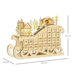 HOMCOM Adventskalender Zum Befüllen 24 Schubladen Fächer Weihnachtskalender Mit LED-Lichtern Schlitten-Form Adventskalenderbox Weihnachtsdekoration DIY Sperrholz-Platte Naturholz 45 X 10 X 31 Cm -Künstliche Weihnachtsbäume das Geschäft fe5f8225fd05024a04ab4f3d77a1fba9