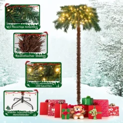 COSTWAY 150 Cm Künstliche Palme Beleuchtet, Kunstbaum Mit 150 LED-Lichtern In Warmweiß, LED Baum Mit 63 Spitzen & Metallständer, Lichterbaum Für Weihnachten & Terrasse, Innen- Und Außendekoration 8 COSTWAY 150 Cm Künstliche Palme Beleuchtet, Kunstbaum Mit 150 LED-Lichtern In Warmweiß, LED Baum Mit 63 Spitzen & Metallständer, Lichterbaum Für Weihnachten & Terrasse, Innen- Und Außendekoration -Künstliche Weihnachtsbäume das Geschäft ff95a124d8e94f09e44cd7a7f891c54d